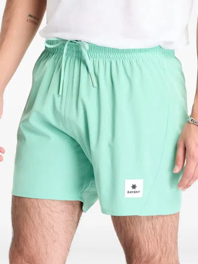 Saysky Elasticated-waistband Mesh-panel Shorts In Blue