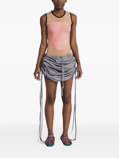 Baserange Drawstring-detail Gathered Skirt In Gray