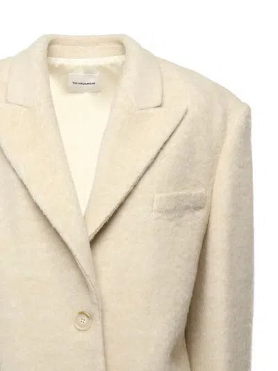 The Andamane Oversized Ivory Jacket In Wool Blend In Neutral