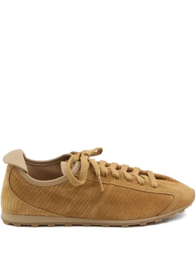 Jacquemus Les Tennis Sneakers In Soft Crocodile-embossed Suede In Brown