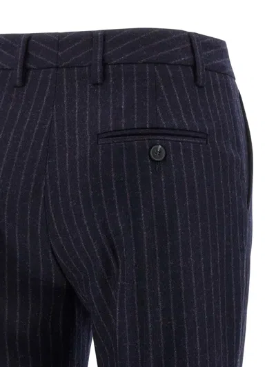 Alberto Biani Pinstripe Trousers With Belt Loops And Pocket In Blue