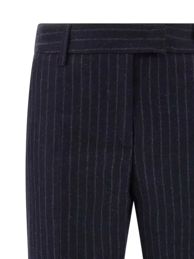 Alberto Biani Pinstripe Trousers With Belt Loops And Pocket In Blue