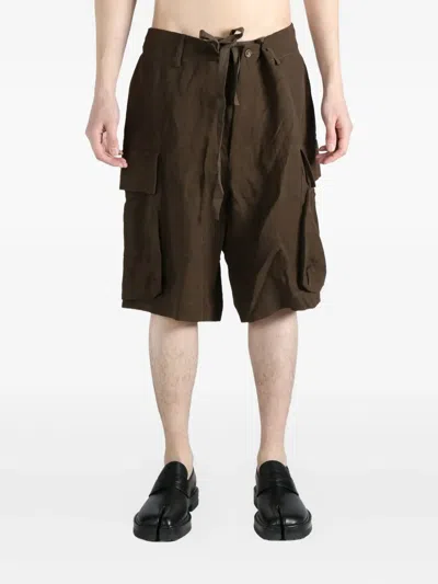 Uma Wang Drawstring Cargo Shorts In Brown
