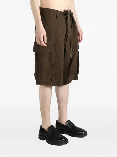 Uma Wang Drawstring Cargo Shorts In Brown