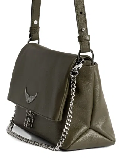 Zadig & Voltaire Womens Record Rocky Ii Wing-embellished Leather Cross-body Bag In Green