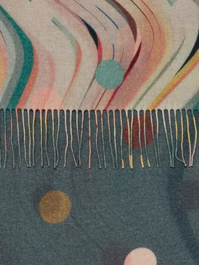 Paul Smith Cashmere Wool Scarf With Polka Dots And Swirls In Multi
