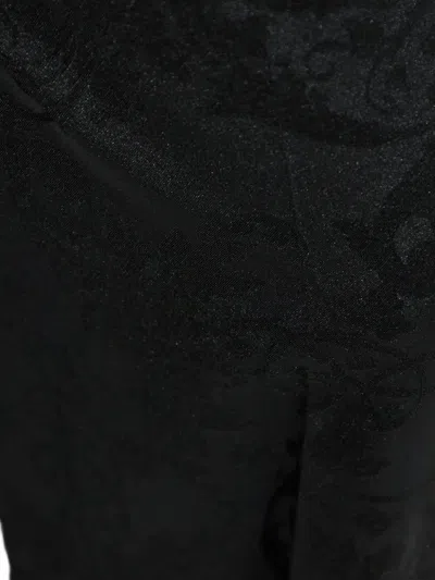 Versace Jeans Couture Damask-pattern Belted Trousers In Black