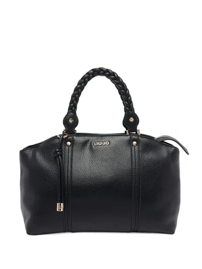 Liu •jo Liu Jo Black Braided Leather Handle Bag In Black