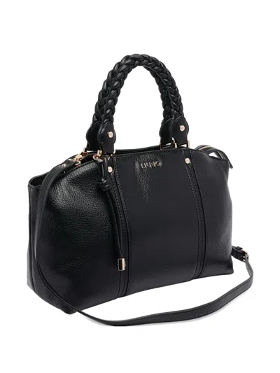 Liu •jo Liu Jo Black Braided Leather Handle Bag In Black