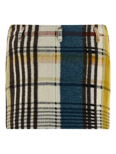 Missoni Plaid Mini Skirt Belt Loops In Brown