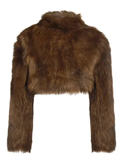 Blumarine Coats Caramel/black In Brown