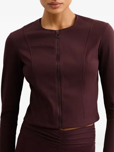 Eres Ribbed Zip-front Jacket In Brown
