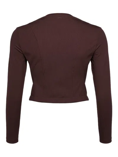 Eres Ribbed Zip-front Jacket In Brown