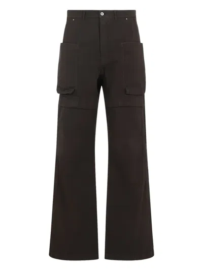 Rick Owens Stefan Flared Grain De Poudre Wool Cargo Trousers In Gray