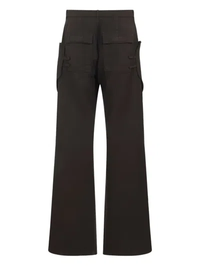 Rick Owens Stefan Flared Grain De Poudre Wool Cargo Trousers In Gray