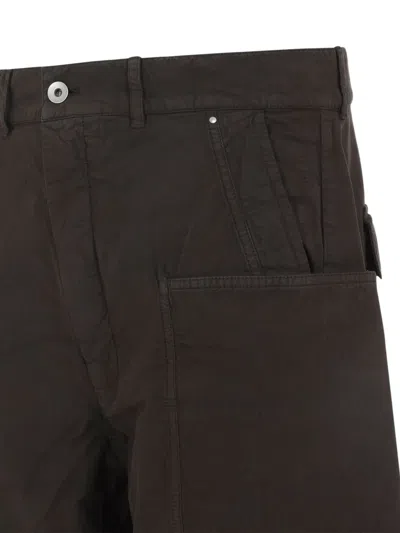Rick Owens Stefan Flared Grain De Poudre Wool Cargo Trousers In Gray