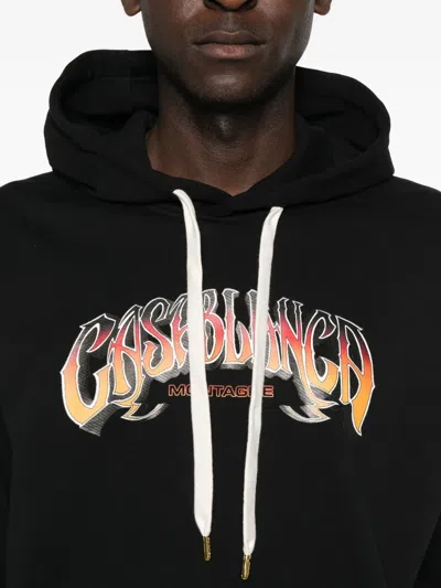 Casablanca Printed Hooded Sweatshirt In Black