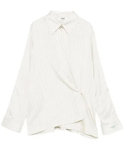 Fendi Women Camicia Silk Shirt In Neutral