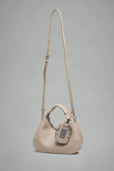 Ganni Women Pink Handbag With Removable Shoulder Strap And Pendant With Logo In Ecoleather Woman In Sand