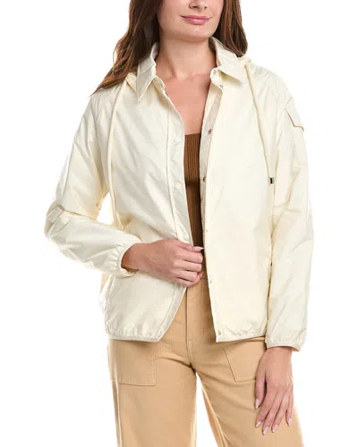 Moncler White Down Jacket With Logo Patch On The Sleeve In Tech Fabric Man In Neutral