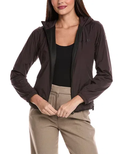 Moncler Grenoble Brown Hooded Jacket With Logo Print In Tech Fabric Woman In Brown