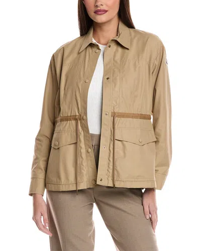 Moncler Saulon Cotton Blend Field Jacket In Beige