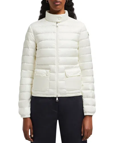 Moncler White Crop Down Jacket With Drawstring In White