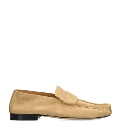 The Row Calf Suede Slip-on Loafers In Black