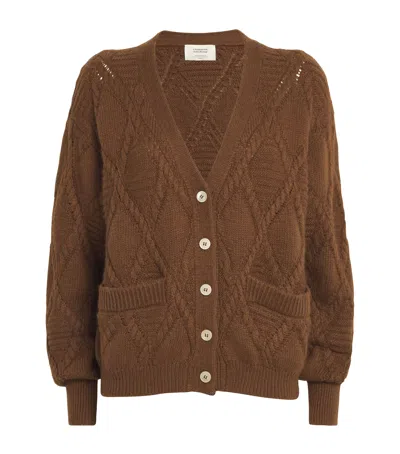 Weekend Max Mara Diamond-pattern Cable-knit Cardigan In Brown