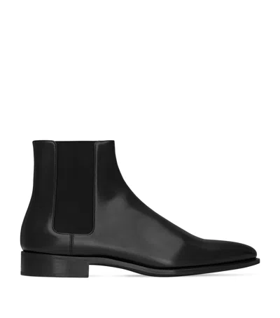 Saint Laurent Wyatt Calf Leather Chelsea Boots In Black