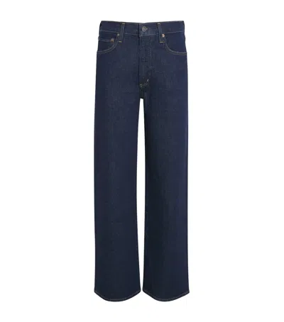 Agolde Harper Mid Rise Relaxed Straight Jeans In Reissue In Blue