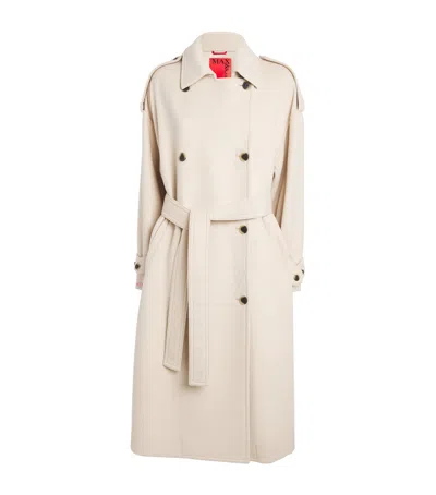 Max & Co Virgin Wool Double-breasted Coat In Neutral