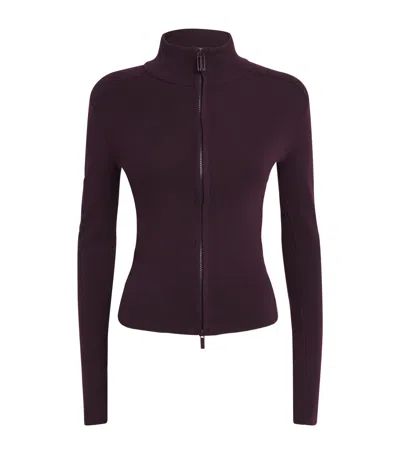 Victoria Beckham Long-sleeved Top With High Neckline And Fitted Silhouette In Purple