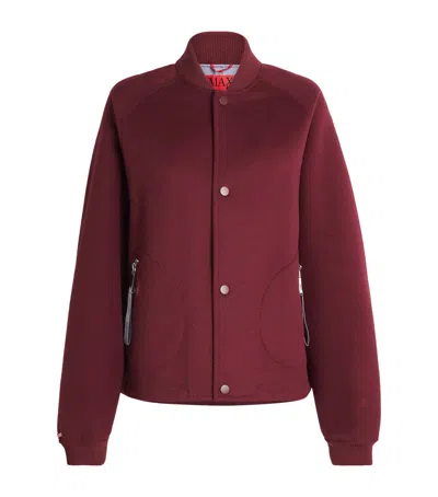 Max & Co Virgin Wool Bomber Jacket In Burgundy