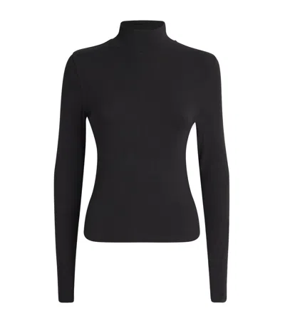 Frame Modal Ribbed Rollneck Sweater In Black
