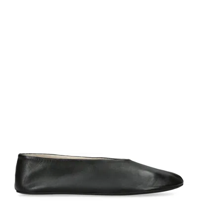 The Row Stella Leather Ballet Flats In Black