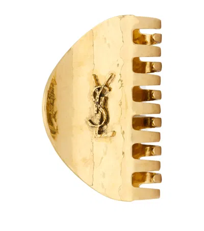 Saint Laurent Cassandre Claw Clip In Hammered Metal In Gold