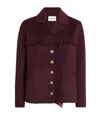 Claudie Pierlot Wool-blend Fringe Jacket In Burgundy