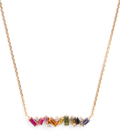 Suzanne Kalan Rose Gold, Diamond And Sapphire Frenzy Necklace In Gold