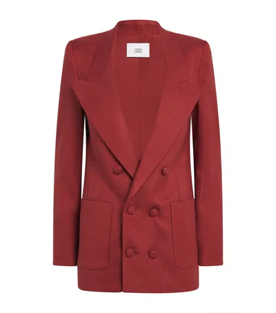 Adam Lippes Riva Double-breasted Canvas Blazer In Red