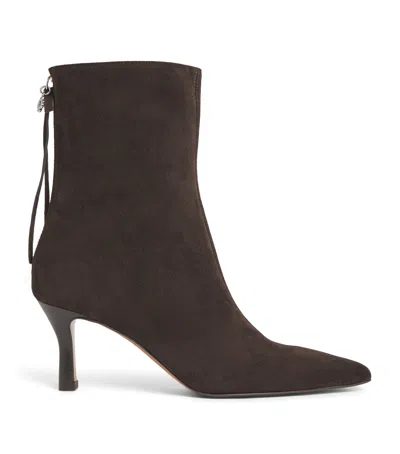 Maje 70mm Pointed-toe Zip-up Boots In Brown