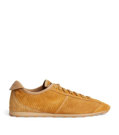 Jacquemus Le Tennis Sneakers In Soft Corduroy-embossed Suede In Brown