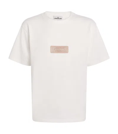 Stone Island Raw Beauty Recycled Cotton Archive Print T-shirt In White