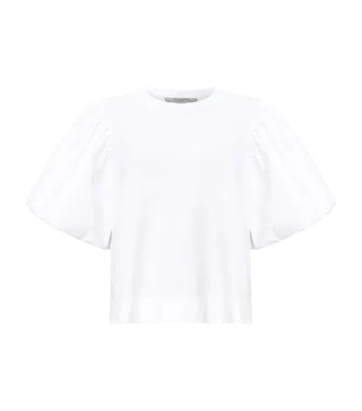 Allsaints Womens Optic White Jess Puff-sleeve Relaxed-fit Cotton T-shirt