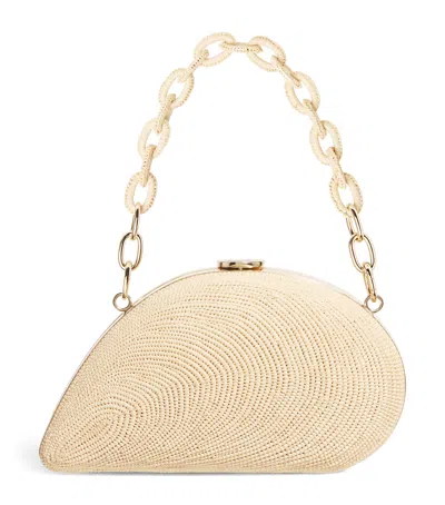 Simkhai Raffia Bridget Oyster Shell Clutch Bag In Neutral