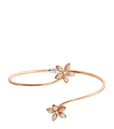 Bee Goddess Rose Gold And Diamond Apple Seed Bangle In Gold