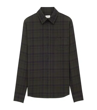 Saint Laurent Cassandre Shirt In Cotton Check In Multi