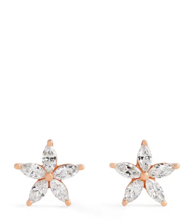 Bee Goddess Rose Gold And Diamond Apple Seed Stud Earrings In Gold