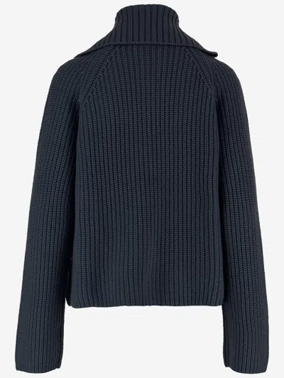 Allude Wool And Cashmere Zip-up Sweater In Blue