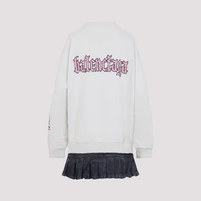 Balenciaga Hybrid Dress In Cotton Jersey And Denim In Multi